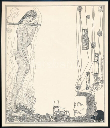 Kozma Lajos (1884-1948): Munka. Cinkográfia, papír, jelzett a cinkográfián, 19,5×16,5 cm