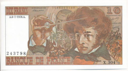 Franciaország 1978. 10Fr 'Berlioz', 'X.304 243798' T:I- France 1978. 10 Francs 'Berlioz', 'X.304 243798' C:AU Krause P#150c