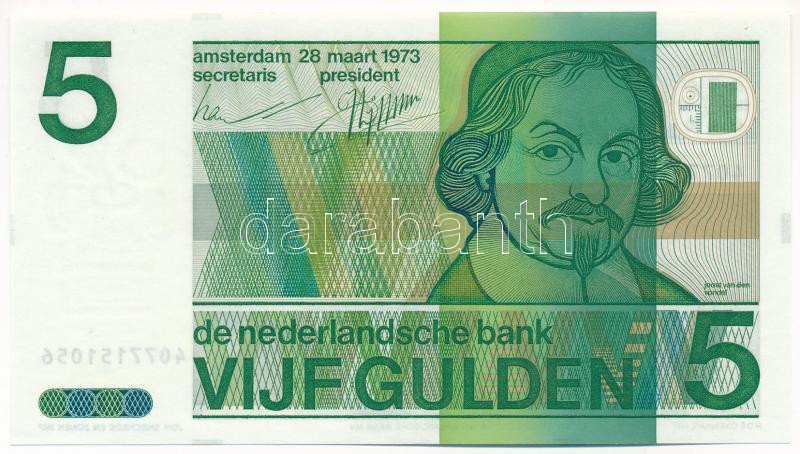 Hollandia 1973. 5G '4077151056' T:I Netherlands 1973. 5 Gulden '4077151056' C:UNC Krause P#95
