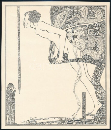 Kozma Lajos (1884-1948): Támasz. Cinkográfia, papír, jelzett a cinkográfián, 19,5×16,5 cm