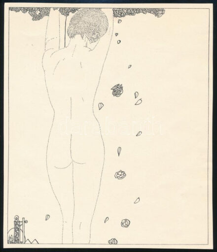 Kozma Lajos (1884-1948): Akt. Cinkográfia, papír, jelzett a cinkográfián, 19,5×16,5 cm