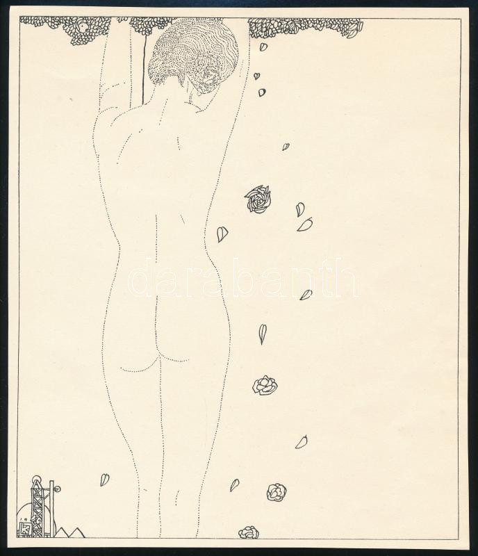 Kozma Lajos (1884-1948): Akt. Cinkográfia, papír, jelzett a cinkográfián, 19,5×16,5 cm