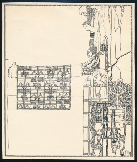 Kozma Lajos (1884-1948): Betegágyon. Cinkográfia, papír, jelzett a cinkográfián, 19,5×16,5 cm