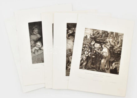 cca 1890 20 db itáliai művészeti alkotásokról készült reprodukciós metszet (Rafaello, Tiziano, Michelangelo, Filippino Lippi, stb.). Rézkarc, papír, jelzett a karcon. 2 db. szakadással. Lapméret: 36x26 cm