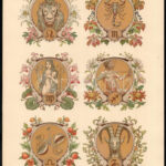 cca 1900 Dekorative Vorbilder, 2 db, csillagképeket ábrázoló szecessziós nyomat. Georg Sturm (1855-1923) tervei után. Egyik lap széle kissé foltos. Lapméret: kb. 35x25 cm