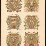 cca 1900 Dekorative Vorbilder, 2 db, csillagképeket ábrázoló szecessziós nyomat. Georg Sturm (1855-1923) tervei után. Egyik lap széle kissé foltos. Lapméret: kb. 35x25 cm - Image 2