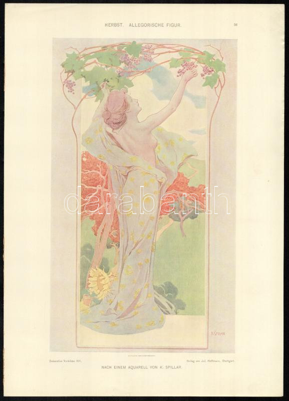 cca 1900 Dekorative Vorbilder, 4 db szecessziós nyomat. Karel Spillar (1871-1939) és R Ruepp művei. Egyik lapszéli apró szakadással. Lapméret: kb. 35x25 cm - Image 3