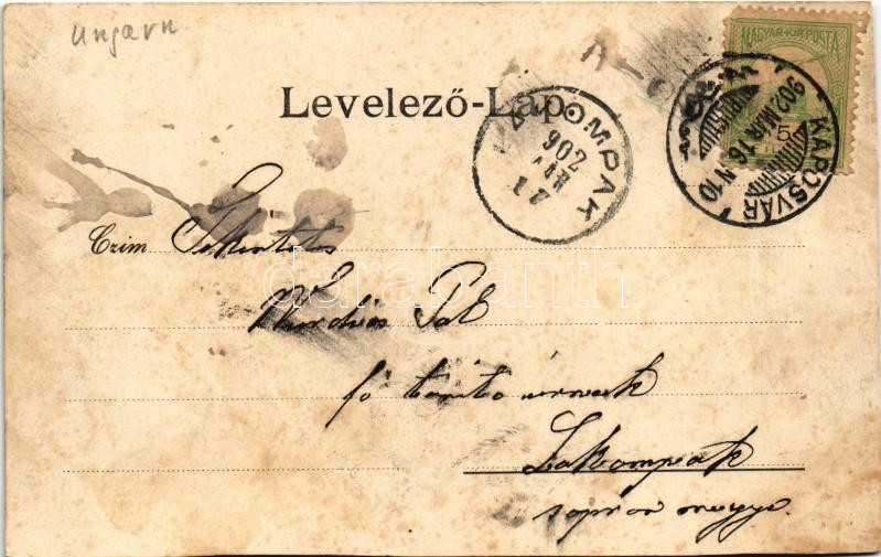 1902 Kaposvár, Római katolikus templom, piac. Gerő Zsigmond kiadása (vágott / cut) - Image 2