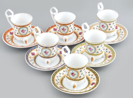 Adamo gold collection 6 személyes kávés csésze és alj készlet, matricás, jelzett, hibátlan. eredeti dobozában