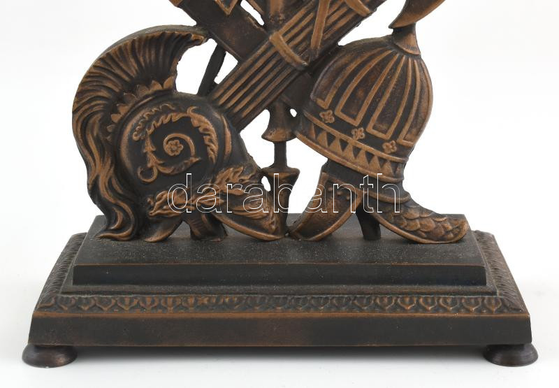 Bronz zsebóra tartó állvány antik hatású díszítéssel. Egy régi zsebórával (nem működik) 19x14 cm - Image 3