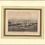 Morelli Gusztáv (1848-1909): Kolozsvár látképe, 1890-es évek. Rotációs fametszet, papír, jelzett a metszeten. Paszpartuban. 13x19 cm