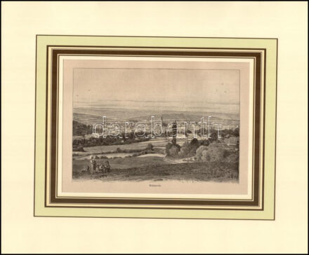 Morelli Gusztáv (1848-1909): Kolozsvár látképe, 1890-es évek. Rotációs fametszet, papír, jelzett a metszeten. Paszpartuban. 13x19 cm