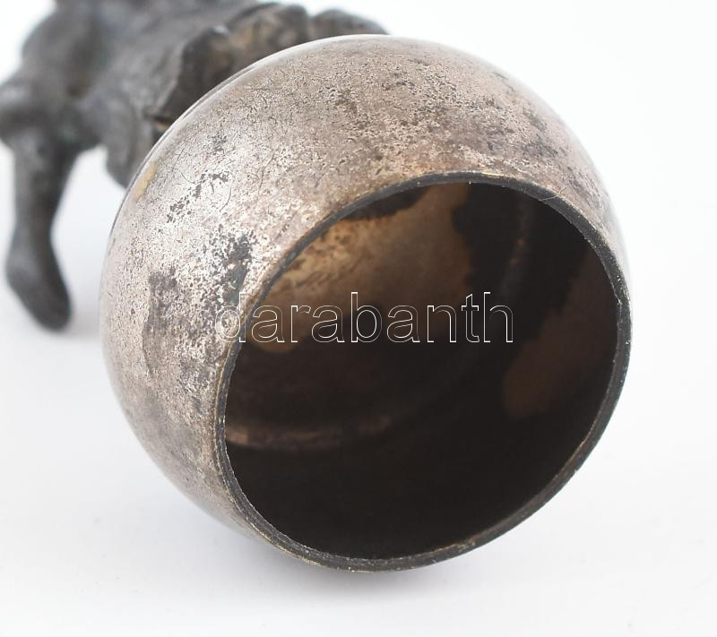 Régi dugó kupak. Figurális.Ezüstözött fém 6 cm - Image 3