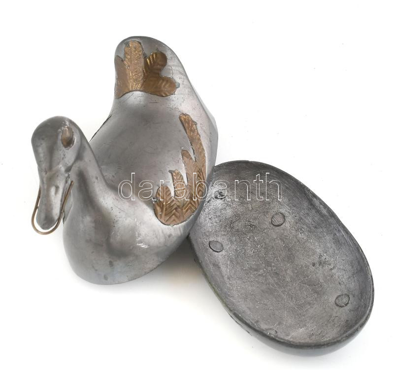 Ön kacsa figura, doboz réz rátéttel, sérült. 12 cm - Image 2
