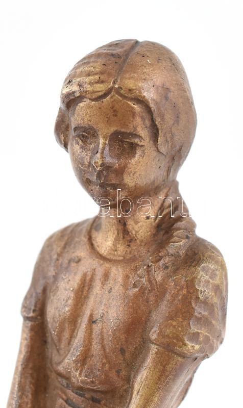 Cipelő kislány. Bronz figura, kezén lyukkal, talpán rögzító csavar nyomával. 14 cm - Image 3