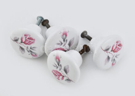 Porcelán fogantyú, fiókhúzó, 4db, d: 4 cm