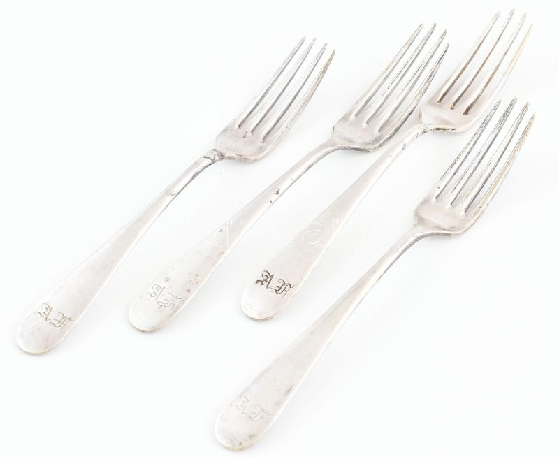 4 db antik ezüst villa. Jelzett 165 g 18 cm