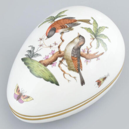 Herendi Rotschild mintás porcelán tojás. Kézzel festett, jelzett, hibátlan. 16 cm