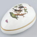 Herendi Rotschild mintás porcelán tojás. Kézzel festett, jelzett, hibátlan. 13 cm