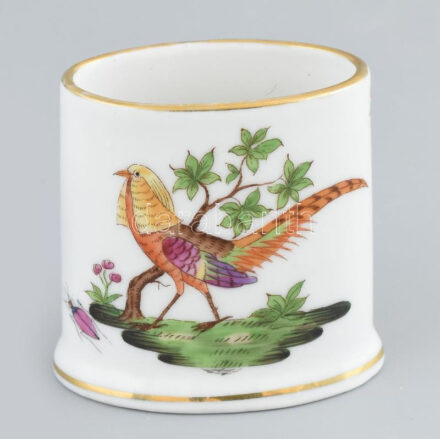 Herendi fácán mintás porcelán tartó. Kézzel festett, jelzett, kis kopással 6 cm