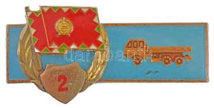 ~1970-1975. 'Másod Osztályú Gépjárművezető (teherautó)' zománcozott fém jelvény (29x60mm) T:2 Hungary ~1970-1975. 'Second Class Driver (truck)' enamelled metal badge (29x60mm) C:XF