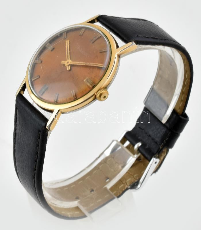 Bulova mechanikus férfi karóra, bronz számlappal, működő, jó állapotban d: 32 mm - Image 2