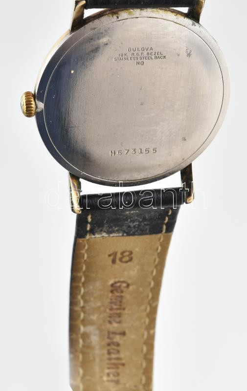 Bulova mechanikus férfi karóra, bronz számlappal, működő, jó állapotban d: 32 mm - Image 3