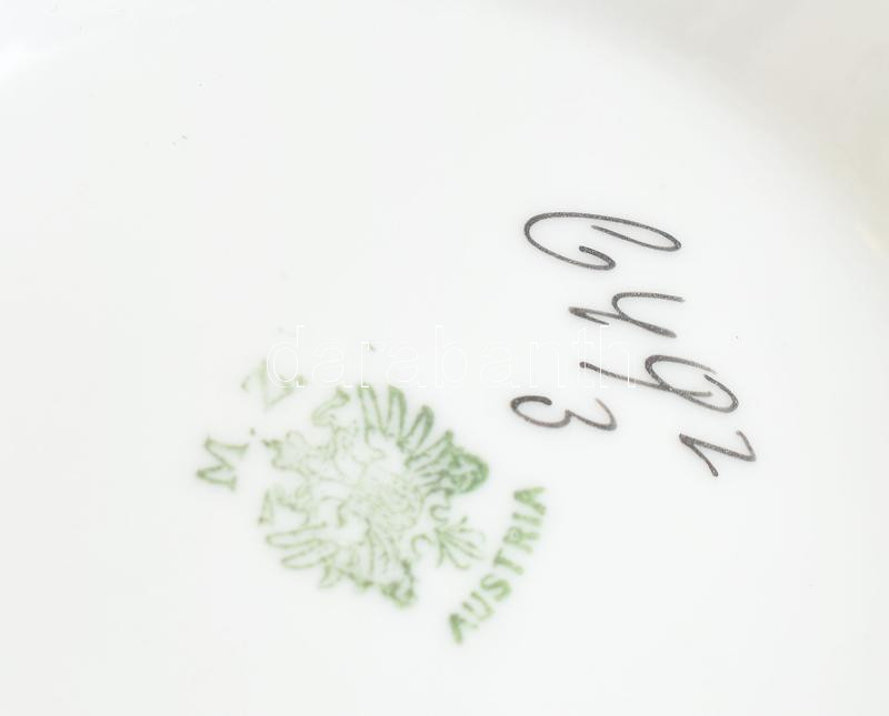 MZ porcelán teás kiöntő. Szecessziós festéssel. Jelzett, kopással. 24 cm, m: 22 cm - Image 2