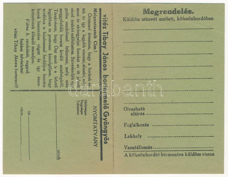 Gyöngyös, Vitéz Tibay János bortermelő kihajtható reklámja (EB) - Image 2