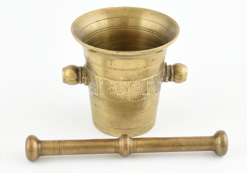 Mini réz mozsár törővel, m:6,5 és 12 cm