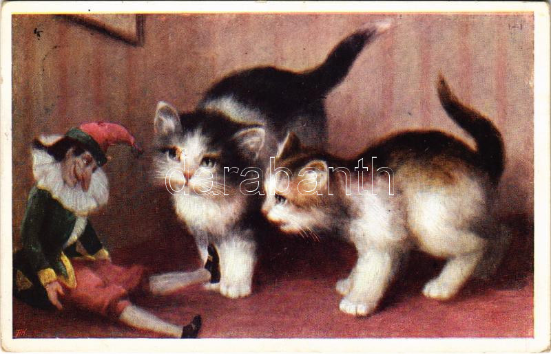 1914 Cats with puppet. B.K.W.I. 354-3. (EK)