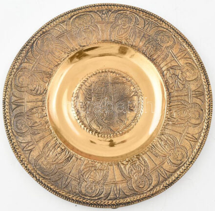 Bronz fali tál Jézus a 12 apostollal d: 19 cm