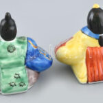 Japán Hinamatsuri babafigura 2db, Kutani porcelán, kézzel festett, jelzett, hibátlan, m: 8,5-9,5cm - Image 2