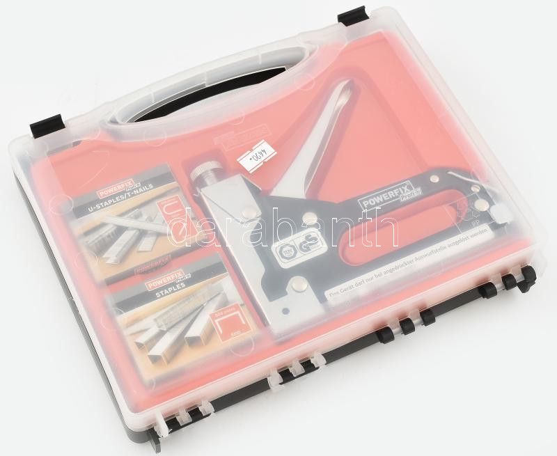 Powerfix Profi kézi tűzőgép, kárpitos és barkácsmunkákhoz, kapcsokkal, szögekkel, eredeti dobozában, bontatlan
