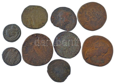 Római Birodalom 9db bronz érméből álló tétel, közte hamisak is! T:2-,3 Roman Empire 9pcs bronze coin lot in weaker condition, between them fakes! C:VF,F
