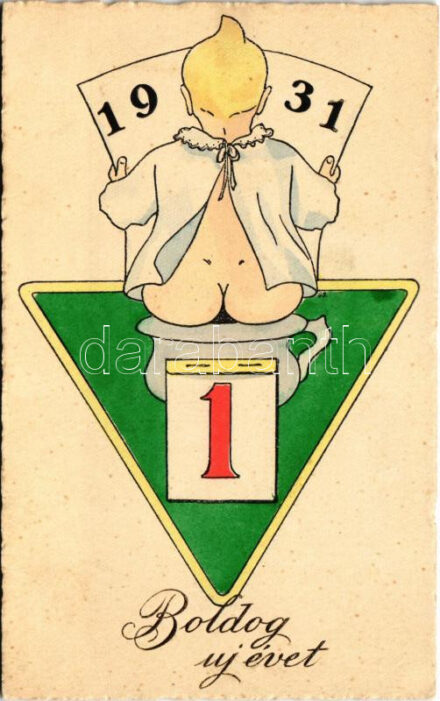 1931 Boldog új évet / New Year greeting. H. Ch. W. (EK)