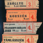 1942 4 db kassai (Felvidék) mozijegy a Pátria, Phönix, Palace, Rákóczi mozikba hátoldalt a megtekintett filmek címeivel