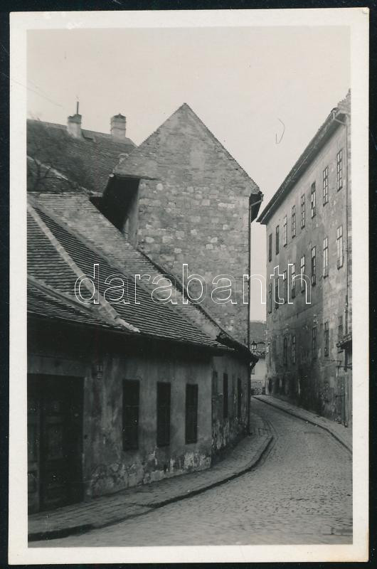 1933 Tabán, Hadnagy utca a Szebeny térig, feliratozott fotó 4x6 cm