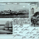 1901 Ulrichskirchen, Ulrichskirchen-Schleinbach; general view, church, castle. F. Schöler Wien Art Nouveau, floral (EM)