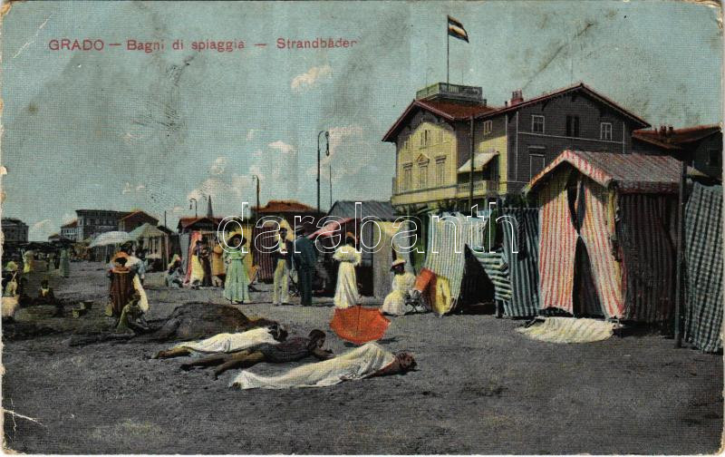 Grado, Bagni di spiaggia / Strandbäder / beach, bathers, sunbathing (EK)