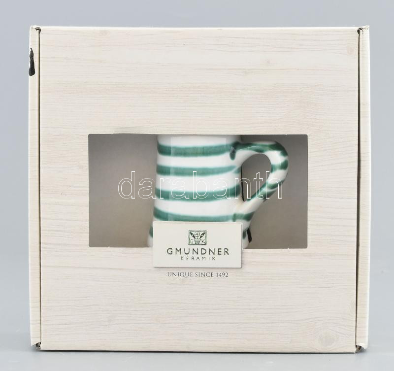 Gmunder Keramik mázas kerámia kis korsó. Kézzel festett, jelzett, hibátlan, eredeti dobozában, m: 6 cm - Image 3