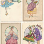 6 db RÉGI művész motívum képeslap: Rokokó (Degami és H. Ch. Wien) / 6 pre-1945 art motive postcards: Rococo