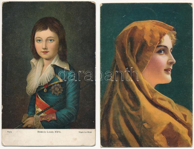5 db RÉGI Stengel litho művész képeslap vegyes minőségben / 5 pre-1945 Stengel litho art postcards in mixed quality
