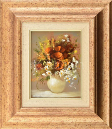 Széchenyiné Varga Szidónia (1965-): Nyári harmónia. Olaj, farost. Jelzett. Dekoratív fakeretben. 20x15 cm