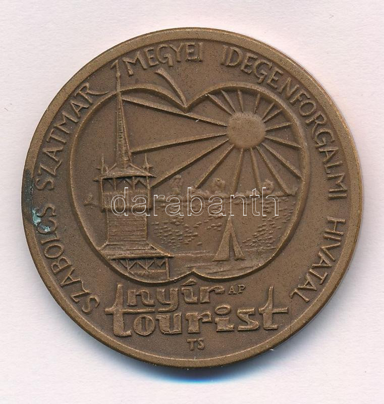 Tóth Sándor (1933-2019) DN 'Szabolcs Szatmár Megyei Idegenforgalmi Hivatal - Nyír Tourist / Csaroda' kétoldalas bronz emlékérem (40mm) T:1 kis patina - Image 2