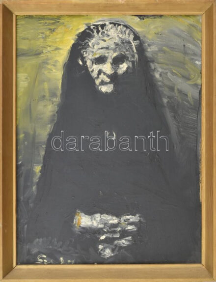 Olvashatatlan jelzéssel: Bűnbánó Magdolna. Olaj, vászon, fakeretben, 40x30 cm