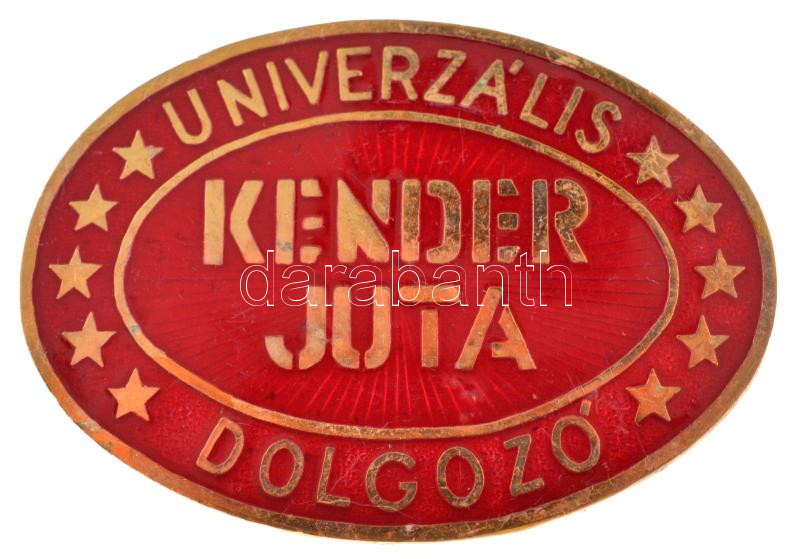 DN 'Univerzális kender juta dolgozó' aranyozott, műgyantás fém jelvény (31x44mm) T:1-