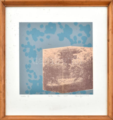 Stefanovits Péter (1947- ): Oltár II., 2008. Szitanyomat, papír, jelzett, számozott (5/20), kissé foltos, üvegezett fakeretben. 20x20 cm