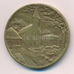 Berán Lajos (1882-1943) ~1920. 'Az érdem elismeréséül - A ,,Falu' Országos Szövetség' kétoldalas aranyozott bronz emlékérem (45mm) T:2 patina, ph, ü. - Image 2