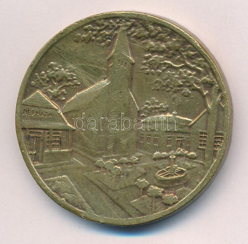 Berán Lajos (1882-1943) ~1920. 'Az érdem elismeréséül - A ,,Falu' Országos Szövetség' kétoldalas aranyozott bronz emlékérem (45mm) T:2 patina, ph, ü. - Image 2